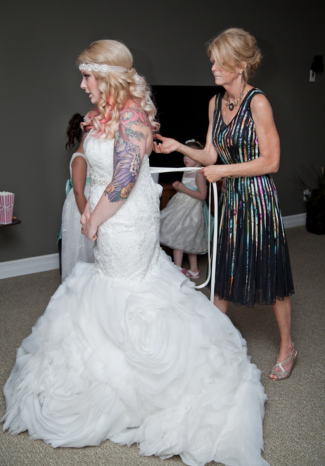 Mom and helping her daughter